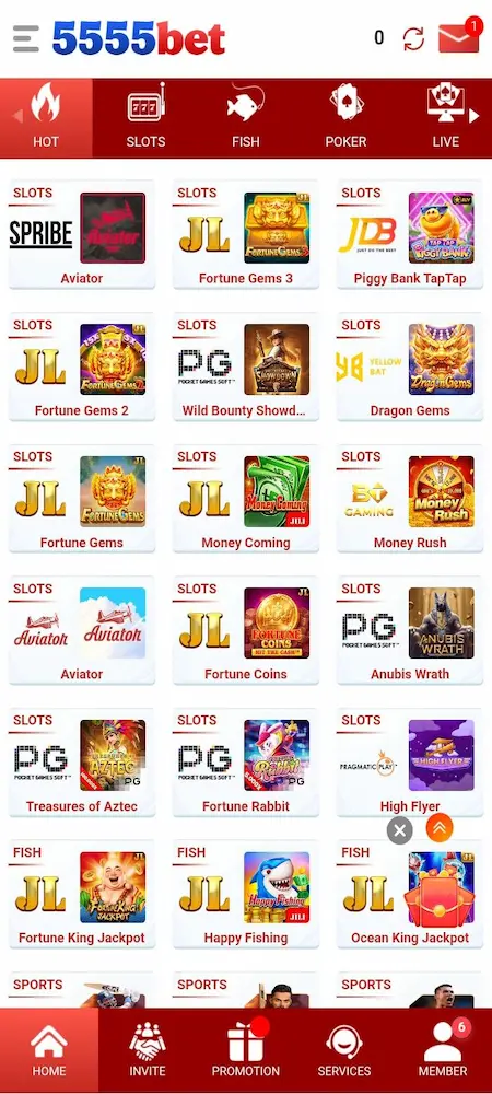 5555 Game interface