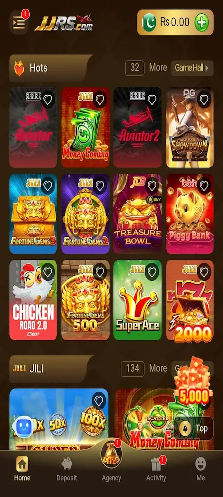 JJ RS Game interface