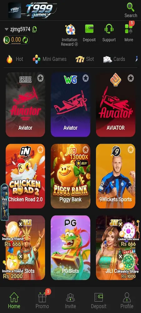 T999 Game interface