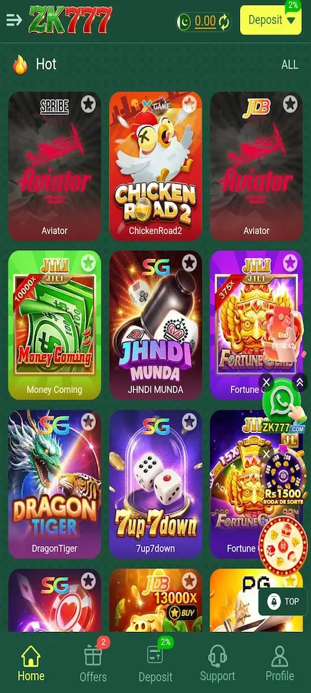 ZK777 Game interface